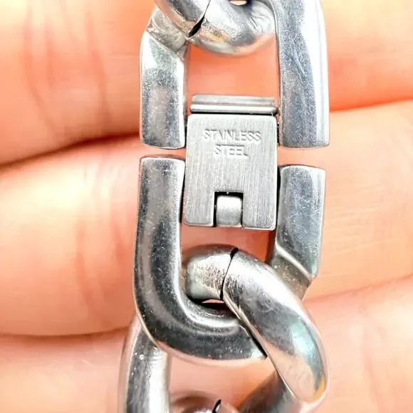 Unisex Gothic Knights Templar Biker Bracelet Cross Curb Rider Stainless Steel 8" - Picture 7 of 9